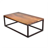 Iron Mango Wood Long Industrial Coffee Table